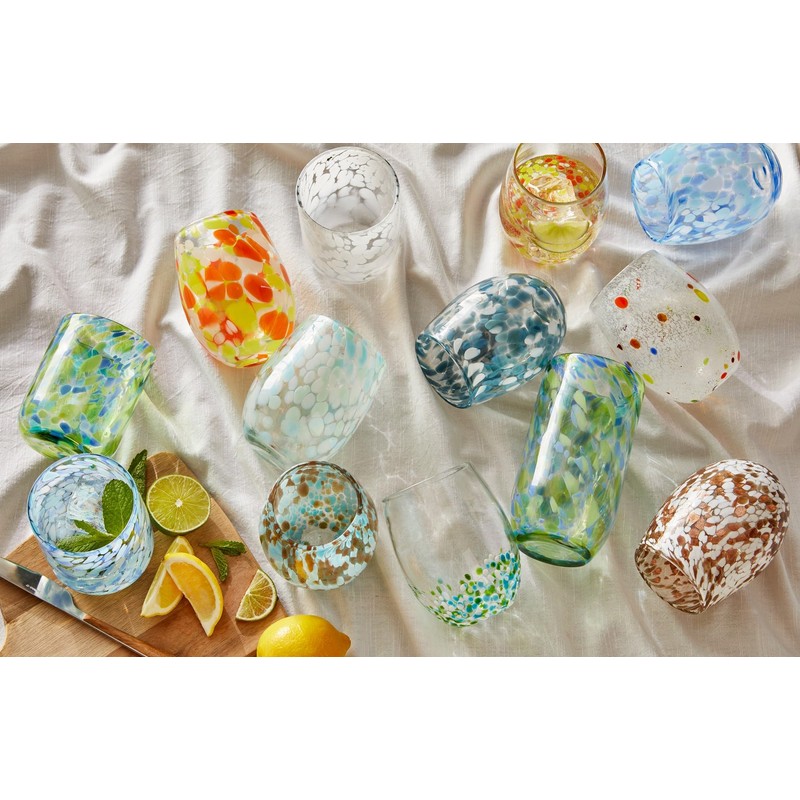 tag 16 oz. Confetti Glass Stemless Wine Drinkware Green And