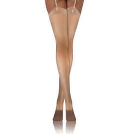 Sesto Senso Women's Belt stockings 20 Den Suspender Stockings Sexy Patterns XL-XXL Beige