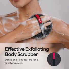 Caveem Exfoliante corporal redondo, esponja exfoliante de ducha, exfoliante corporal para eliminar la piel muerta, baño y amortiguador corporal, espon