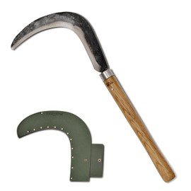 TOOLGATHER Big Size Josun Sickle - Hand-Forged Handmade Korean Weeding and Brush Clearing Tool with Razor-Sharp Blade and Chestnut Wood Handle