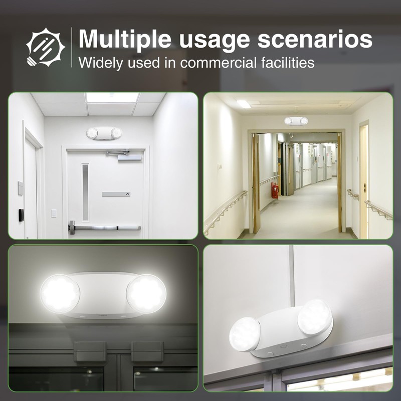 FREELICHT 6 Pack Emergency Lights for Business, Round Heads, 90min