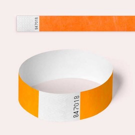 Tyvek Wristbands, 100 Pack by AA Wristbands for Parties, Security, Festivals, Events, Paper Like Wrist Bands (Neon Orange)