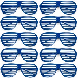 Komonee 100 x Dark Blue Shutter Shades Fun Novelty Plastic Party Retro Fancy Dress Costume Prop Rave Club Eyewear Disco Adults 80's Sunglasses