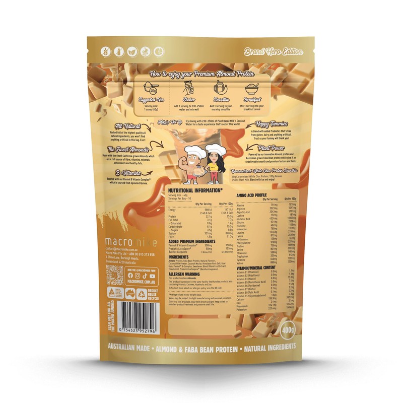 Macro Mike Premium Caramelised White Choc Almond Protein 400 g