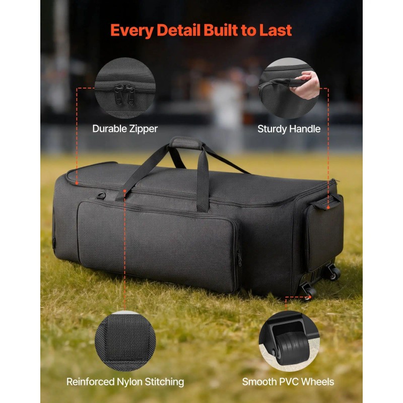 1680D Drum Hardware Carry Bag with Sturdy Handle Smooth Zipper
