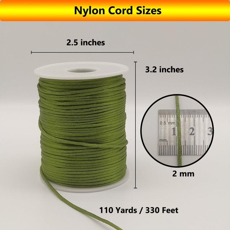 Cordón de nailon satinado de 2 mm para hacer joyas,