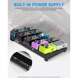 STRICH Guitar Pedal Board with Built-in Power Supply, Pedal Board 15 x 7.8" Lightweight Aluminum Alloy, PedalBoard with Pedal Cables, Bag, Hook Loop Strips PB-MP15