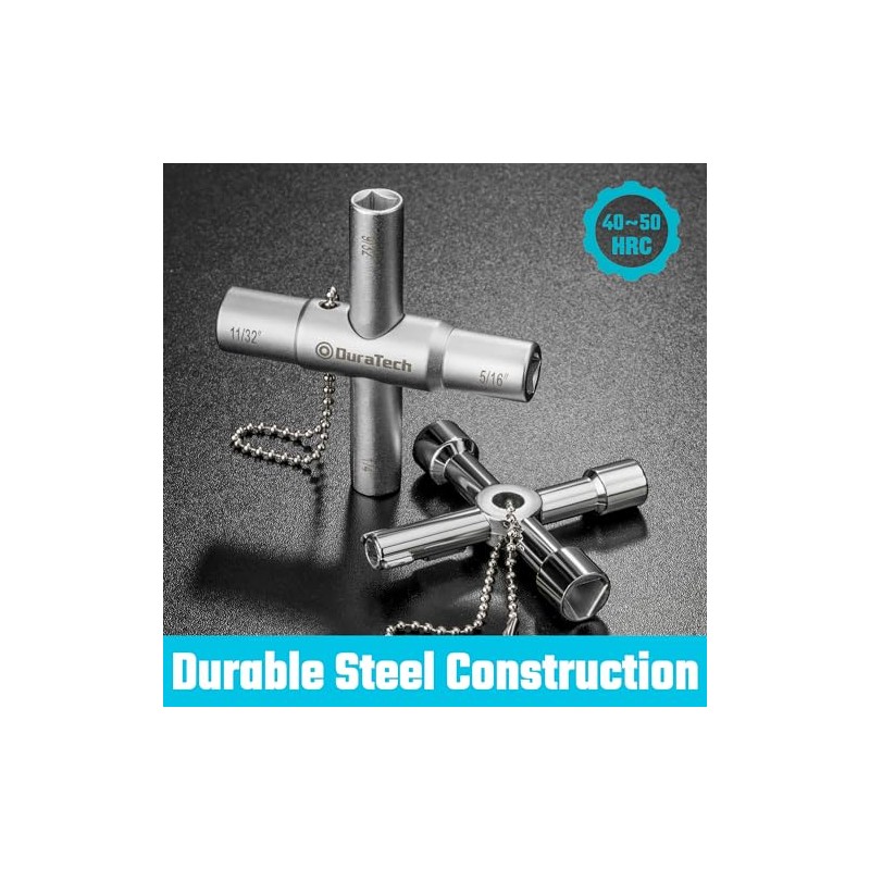 DURATECH 4 Way Sillcock Key Set, Utility Key, Multi-functional Water