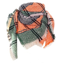 vxsvxm Women's Plaid Triangle Scarf Winter Tartan Shawl Scarf Warm Tassels Pashmina