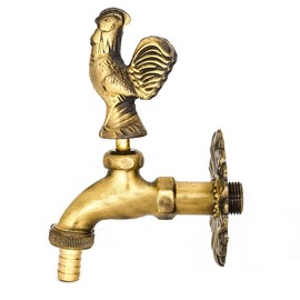 Antique Garden Outdoor Faucet Cock Rooster Level Handle Decorative Exterior Faucet Brass Spigot Tap