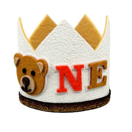 Little Bear Themed First Birthday Crown, Bear Happy One Camper Party Woodland Party Hat 1st Bday Decorations