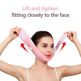 Inflatable Pump Mask with V Face Small Face Shaping Pneumatic Sleep Mask Lifting Firming Face Bandage Chewing Muscles Double Chin (Pink)