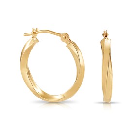 10K Yellow Gold Classic Twisted Round Hoop Earrings (16MM (0.65 INCH))
