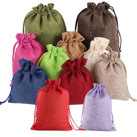 Ewanda store 50 Pcs Linen Burlap Bags with Drawstring,5"x7" Burlap Favor Sack Jewelry Pouches Sacks for Party Favors,Gifts,Christmas Presents or DIY Craft