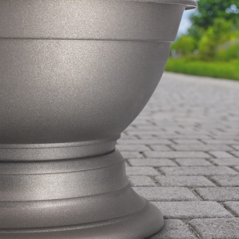 KADAX Flower Bowl with Base, Weatherproof Plastic Plant Bowl, Ball