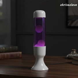 zhrisezlava 16 Inch Liquid Lamp, Purple Liquid with Purple Wax Motionin Liquid Relaxing Motion Light, Home Decor Calming and Entertaining Lamp, Amazing Gifts for Adults, White Base.