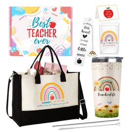 4MELLY Teacher Appreciation Gifts, Best Teacher Gifts for Women, Teacher Gifts Basket,Funny Retirement/Graduation/Birthday Baskets Thank You Gift For all Teachers,Teacher Bag 20OZ Wine Tumbler