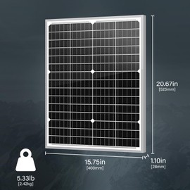 Newpowa 10BB 35W 12V Solar Panel High-Efficiency Monocrystalline PV Module Designed for Off Grid System, Charge Your Battery of RV, Boat, Camper, Trailer, Gate Opener