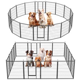Simple Deluxe Dog Playpen, 32" Height 16 Panels Fence with Anti-Rust Coating, Metal Heavy Portable Foldable Dog Pen for Small/Medium/Large Dogs RV Camping, Black