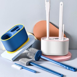 Toilet Brush Set, Multi Function Toilet Brush Scrubber for Toilet (Sakura Pink)