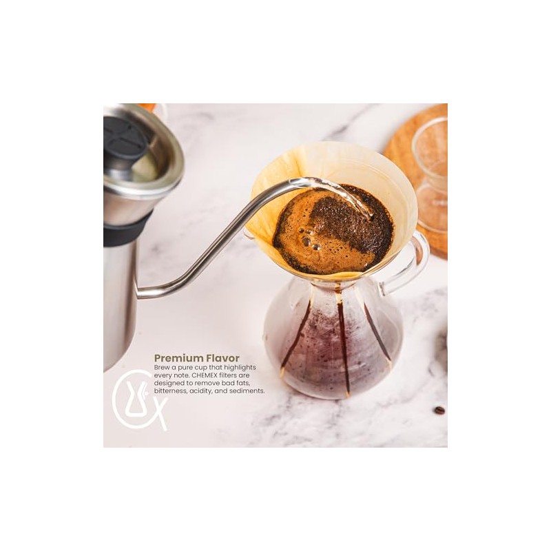 Chemex Filtros de café, 100 unidades, bond, Cuadrado, Transparente, 1