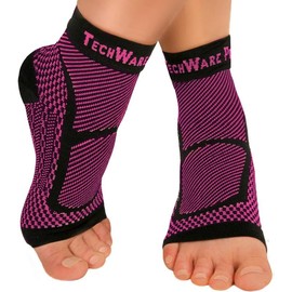 Techware Pro Ankle Brace Compression Sleeve - Relieves Achilles Tendonitis, Joint Pain. Plantar Fasciitis Sock with Foot Arch Support Reduces Swelling & Heel Spur Pain. Injury Recovery for Sports Best Top Buys Online