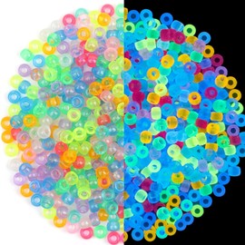 Glow in The Dark Neon Pony Beads, 300 Pieces, 9 Colors, 9mm Luminous Bracelet Beads for Crafts and Hair Braiding, Colored UV Beads for Crafts Kandi Beads Kit (300)