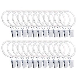 Ring Hooks Vintage Window Treatment Curtain Rod Drapery Rings Window Curtain Rings Clips Rustproof 1.5" Interior Diameter (White)