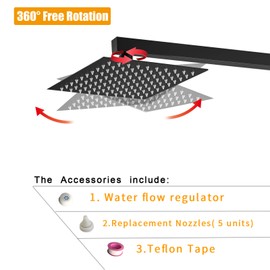 BESy 8 Inch Rain Shower Head, 8" Square Rainfall & High Pressure Stainless Steel Bath Showerhead, 1/16" Ultra Thin, Waterfall Full Body Coverage with Silicone Nozzle, Matte Black Finish