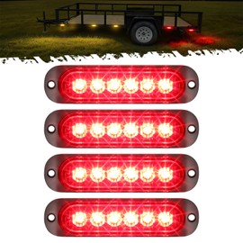 Partsam 4Pcs 4.4 inch Aluminum Housing Red LED Clearance Side Marker Lights, Surface Mount Marker Lights for Trailer Pickup Truck Tractor RV Motorcycle Golf Cart,IP67 Waterproof