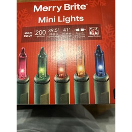 Merry Brite 200 Count Mini Color Lights Green Wire. Christmas indoor outdoor NEW
