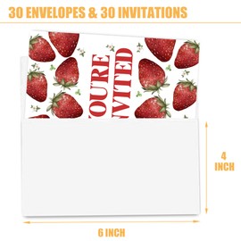 VIVORA 1st Berry Birthday Invitation Card for Boys Girls, Strawberry Theme Birthday Party Invites, 30 Cards & 30 Envelopes, 4x6 Inches, Double-Sided