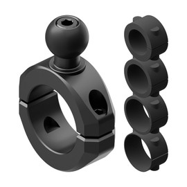 Tackform Black BC3 Universal Clamp Fits 7/8" to 1-1/4" Bars | Bushings Included | Billet Aluminum | 20mm Ball | Designed For Motorcycles, Roll Cages, Harness Bars, More