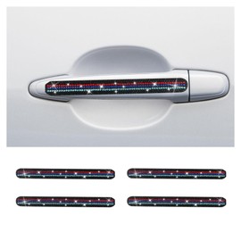 OFBAND 4PCS Bling Car Door Handle Protector,Rhinestone Car Door Handle Scratch Protector Car Sticker for Car Decorations,Stylish Car Handle Cover Car Accessories for Woman Fits Most Cars (Style 4)