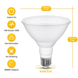 EvaStary PAR38 LED Yellow Bug Light Bulbs Outdoor, 150W Equivalent Amber Yellow Flood Light Bulbs Outside, 15W 1300LM Bug Lights E26 Base for Porch, Patio, Decoration, Garden, Non-Dimmable, 2 Pack