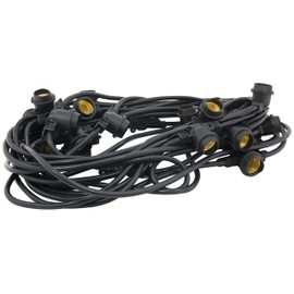 American Lighting LS2-M-24-48-BK Commercial Grade Light String with 25-Sockets, Medium Base, 48-Feet , Black