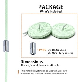 Alegrianan No Tie Shoelaces, Elastic Shoelaces for Adults/Kids，Elastic No Tie Shoe Laces Light green
