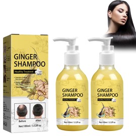 Dyceittdia 2 x Ginger Shampoo, Ginger Hair Regrowth Shampoo, Ginger Itch Relieving Care Shampoo, Hair Strengthening Shampoo, Fluffy Nourishing Shampoo, 2 Pieces x 100 ml, Hair2