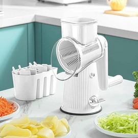 Rotary Cheese Grater, Manual Kitchen Tool (White)