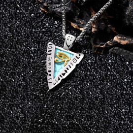 YYmqmq Eye of Horus Necklace 925 Sterling Silver Turquoise Arrowhead Necklace Arrow Pendant Egyptian Jewelry Gifts for Men Women