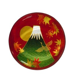 Tanaka Chopsticks Shop Glass Chopsticks Rest, Mt. Fuji & Autumn Leaves, Red No. 521329