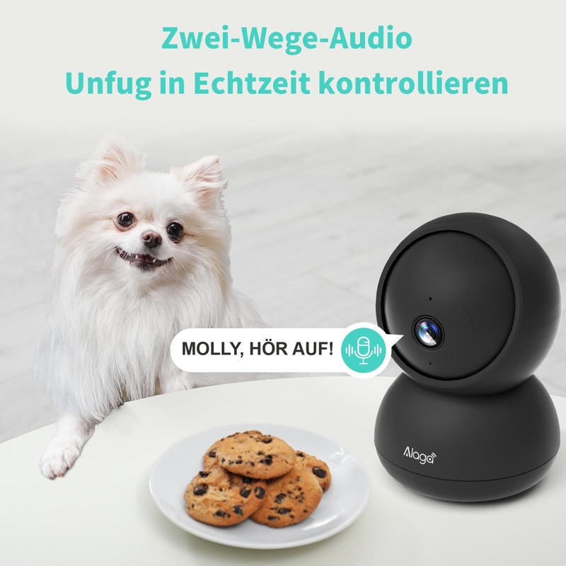Alaga Security Indoor Cam 3K Indoor Surveillance Camera, WiFi, Swivelling,