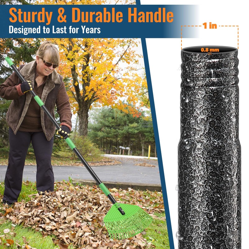 Plastic Leaf Rake with Adjustable 73'' Handle-Lightweight&Anti-Break Nylon Head,16.5'' Wide