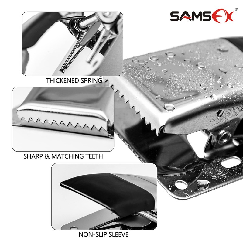 SAMSFX Fish Cleaning Board Tools Fillet Clamp w/Screws Deep-Jaw Fish