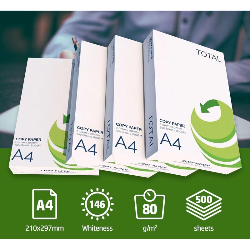 Total Multi-Purpose Copy Printer Paper, A4 80 GSM, White (5)