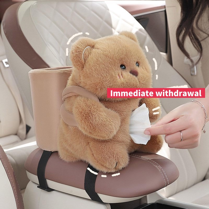 HUANGGG Car Mounted Tissue Box 2 in 1 Cartoon Plush