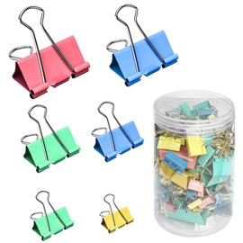Binder Clips, 145 Pcs 6 Assorted Sizes Paper Clips with Plastic Box, Metal Paper Clip Clamps, Binder Clips Coloured for Office, School and Home Supplies