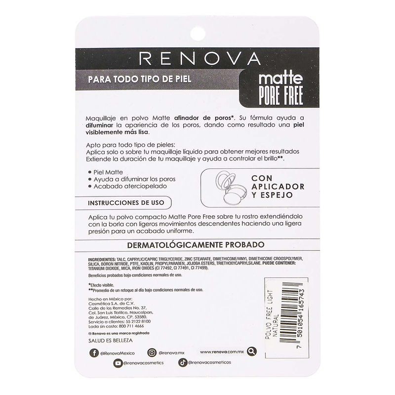 Maquillaje en Polvo Renova Beige Natural Polvo 10.5g