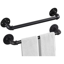 Industrial Pipe Towel Rack Towel Bar 21 Inch 2 Pack, Heavy Duty Wall Mounted Rustic Farmhouse Bath Towel Holder for Bath Bathroom Kitchen