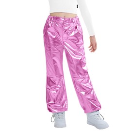 LOLANTA Soft Faux Leather Pants Girls Aesthetic Clothes for Kids Summer (Pink, 7)
